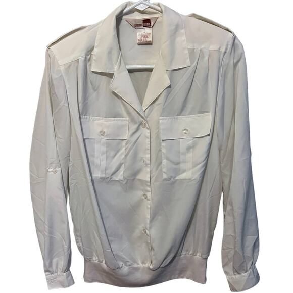 Sheridan Square 80s White Casual Blouse - Size 8, Good Condition - Picture 8 of 10